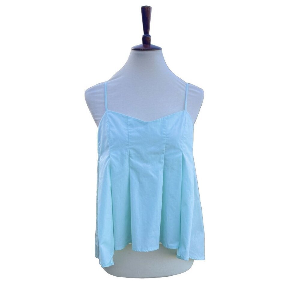 Zara Women's Green Casual Flowy Pleated Hi Lo Tank Top Size L